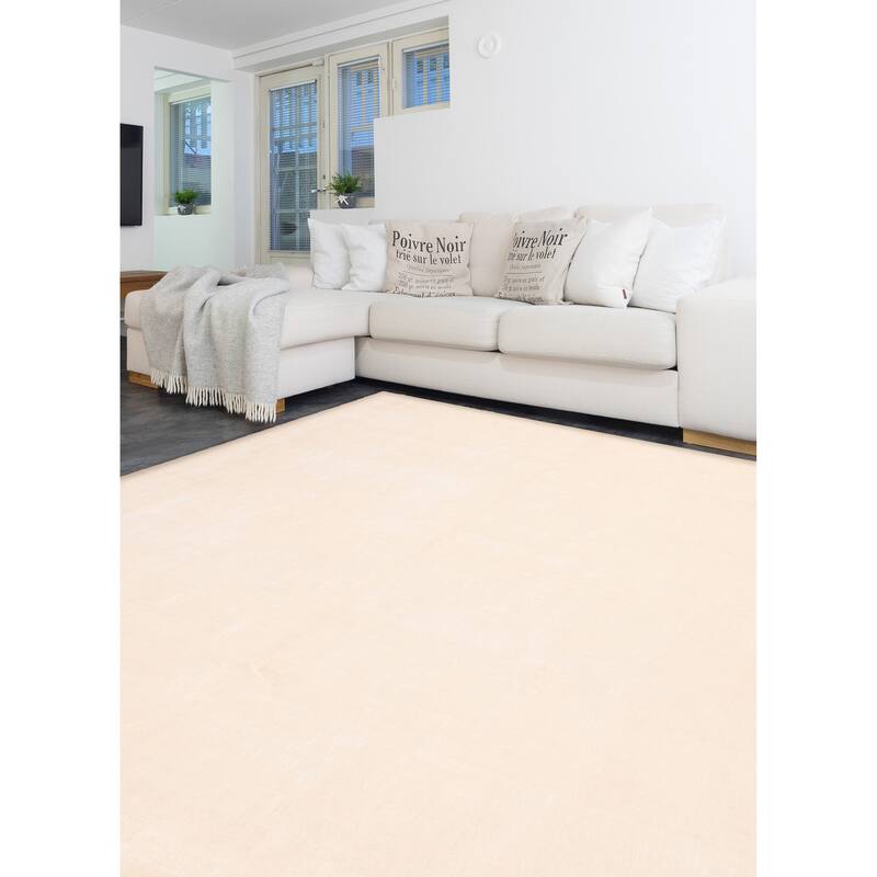 ECARPETGALLERY Hand Loomed Ananda White Viscose, Wool Rug - 8'0 x 10'0