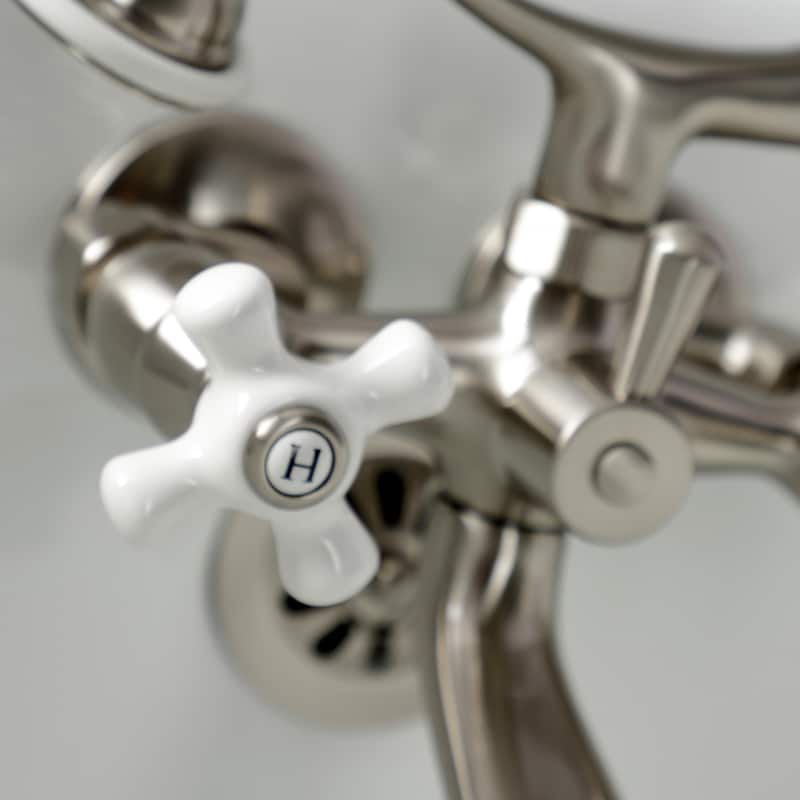 Kingston Brass Tub Wall Mount Clawfoot Tub Faucet with Hand Shower in Polished Chrome