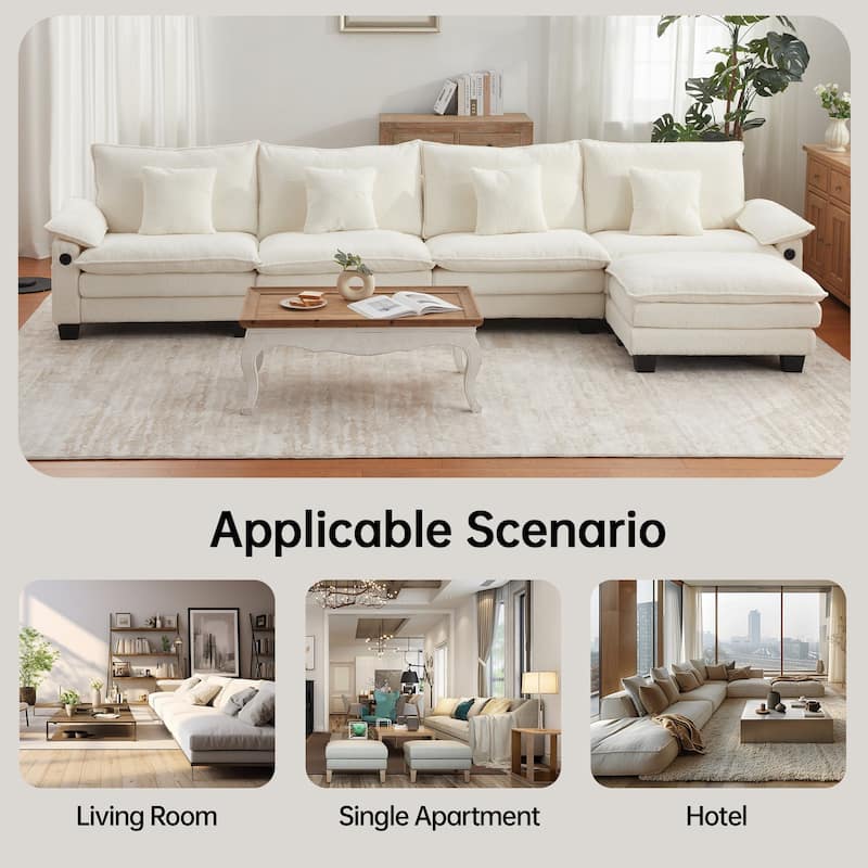 5 Seat Modular Sofa Sleeper Couch Set Convertible L Shaped Sofa Couch for Living Room