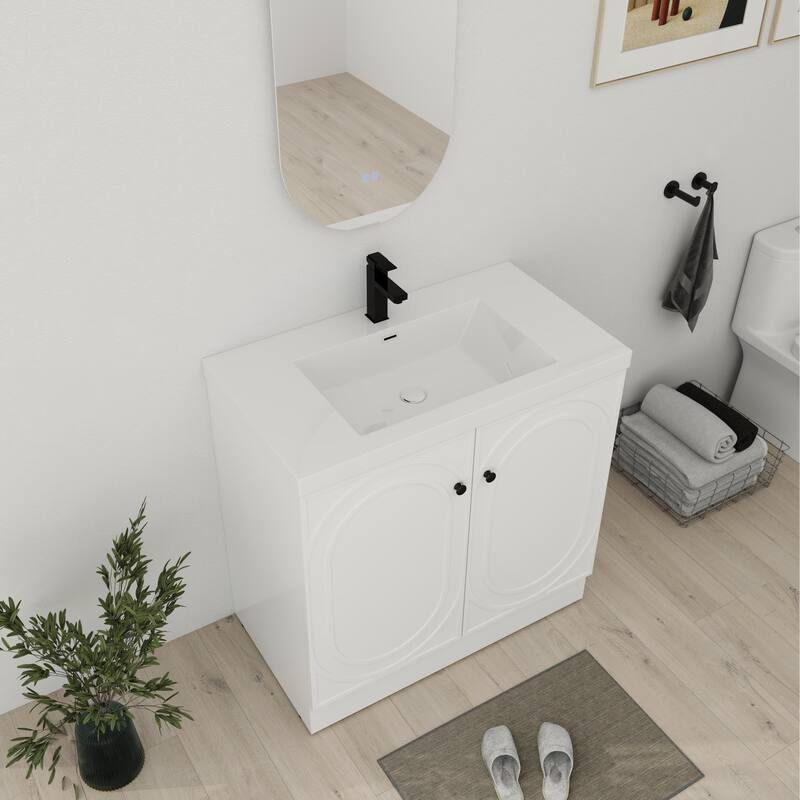 Bathroom Vanity With Sink In 24/30/36 Inch, Freestanding Bathroom Vanity With Soft Close Door and Adjustable Shelf