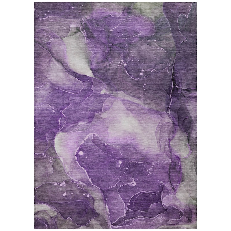 Machine Washable Indoor/ Outdoor Abstract Chantille Rug