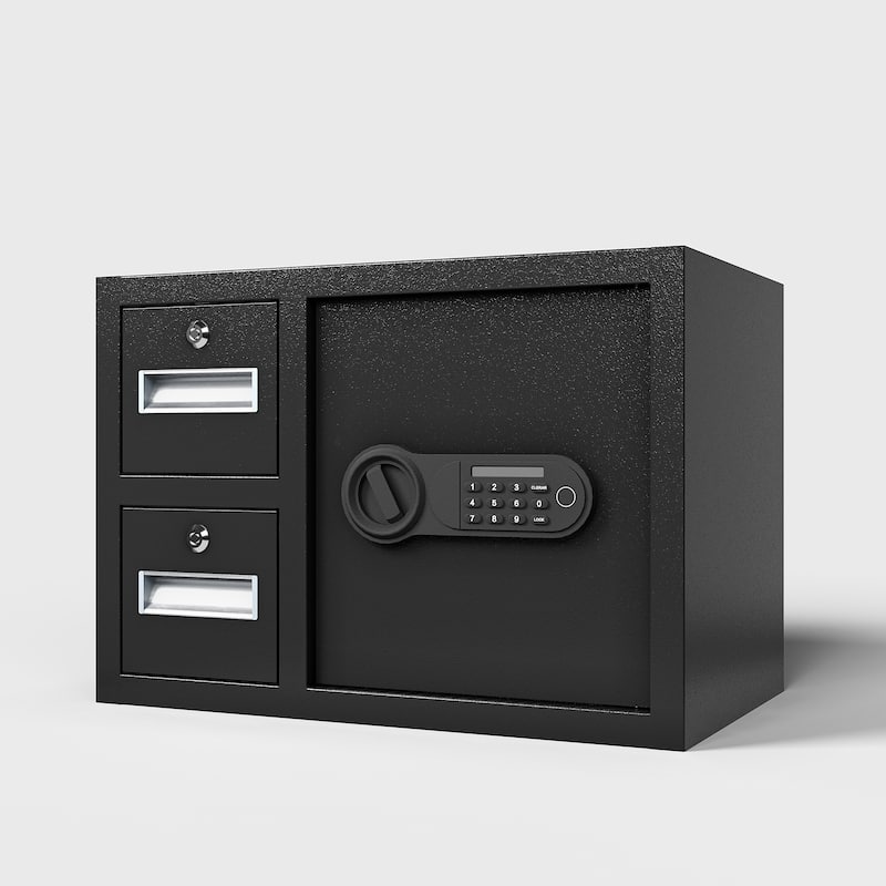 Steel Security Safe and Lock Box with Electronic Keypad - Secure Cash, Jewelry, ID Documents, Black,1.85 Cubic Feet