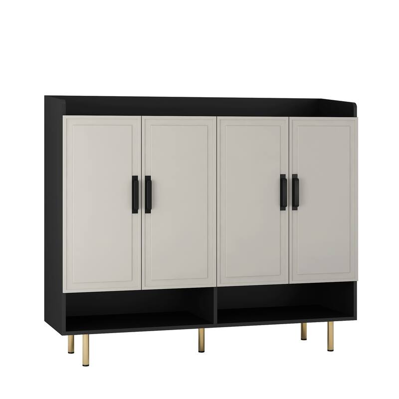 Modern Shoe Cabinet with 4 Doors, Shoe Storage Organizer with Adjustable Shelves for Entryway