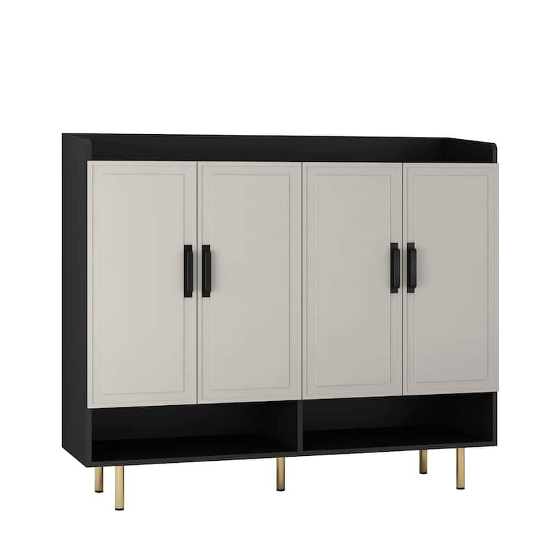 Shoe Cabinet with 4 Doors Large Modern Shoe Storage Organizer Cabinet with Adjustable Shelves