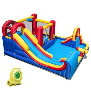 Costway Inflatable Water Slide Giant Kids Splash Pool with Double - See Details