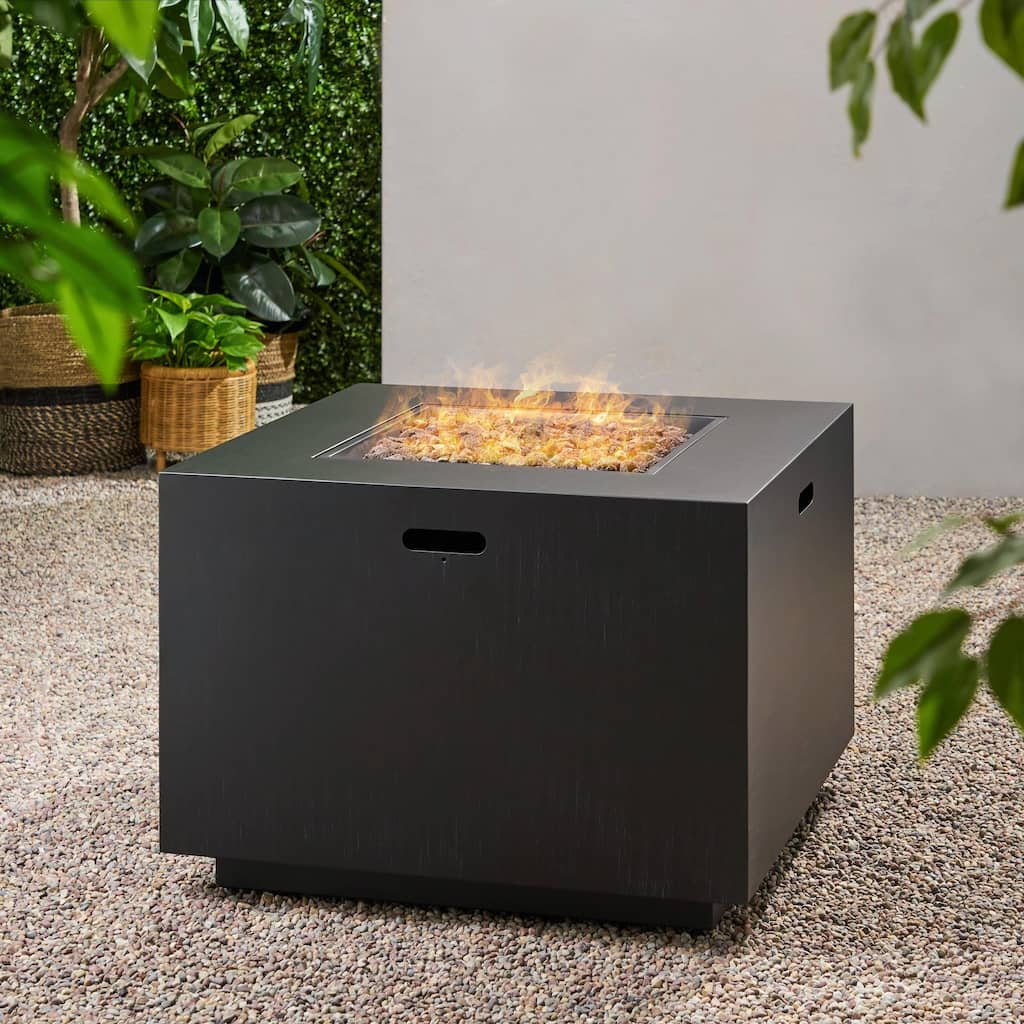 Outdoor Patio Propane Fire Pit, 24" H x 33" W Iron Gas-Burning Fire Pit - 50,000 BTU, Tank Inside