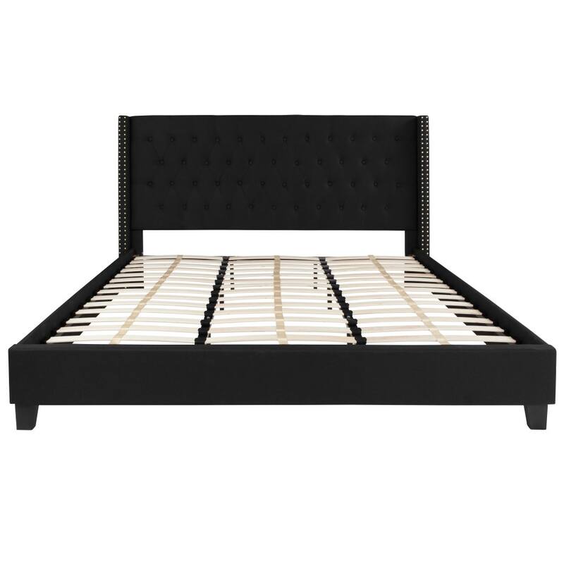 Tufted Upholstered Nailhead Trim Platform Bed