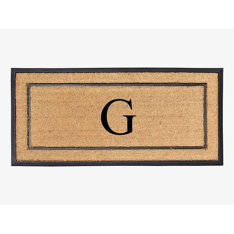 A1HC Natural Coir Monogrammed Door Mat for Front Door, Durable Large Outdoor Rug, Heavy Duty Welcome Doormat - 24" X 48" - G