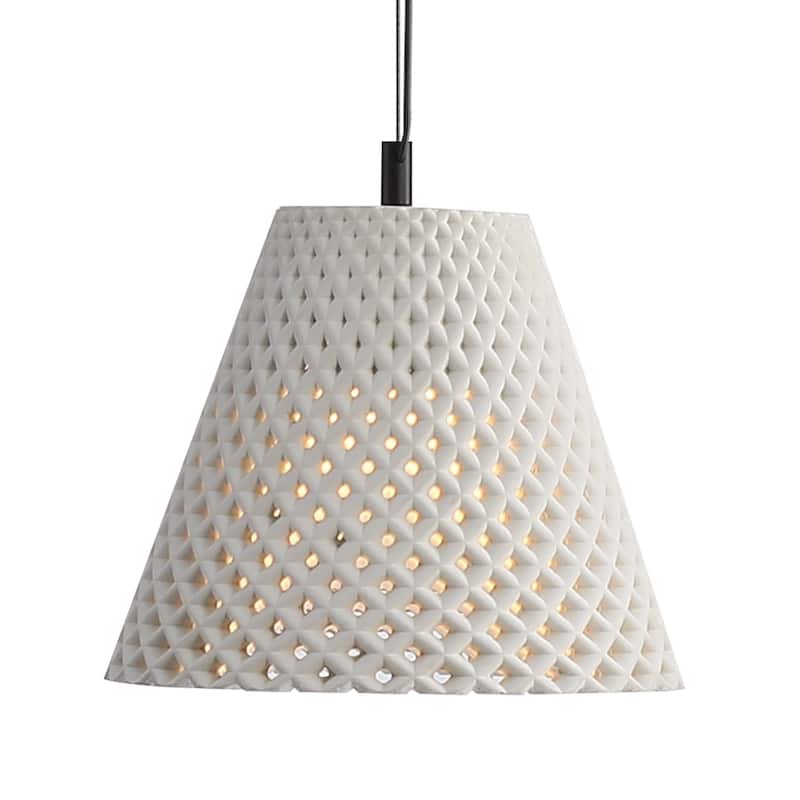 Golden Lighting Clarus 10in Integrated LED Pendant in White Sandstone Cement - Black