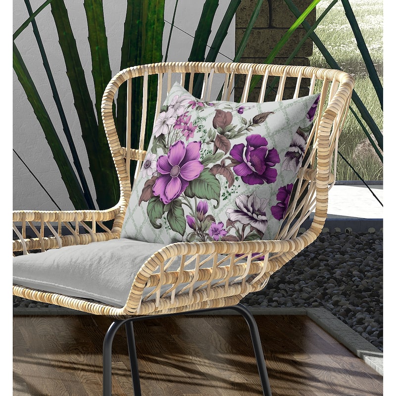 Wildflower Artistry Indoor/Outdoor Reversible Throw Pillow Purple and Green