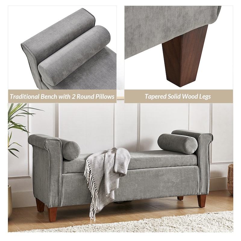 Rita 54.3'' Wide Traditional Storage Bench with 2 Pillows by HULALA HOME