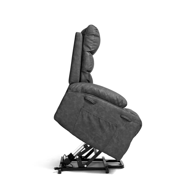 21"W Large Size Electric Power Lift Recliner,8 Point Vibration Massage And Lumber Heat,Remote Control,Side Pockets,Cup Holders