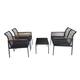 4-piece Black Wicker Cord Patio Furniture Sofa Conversation Set