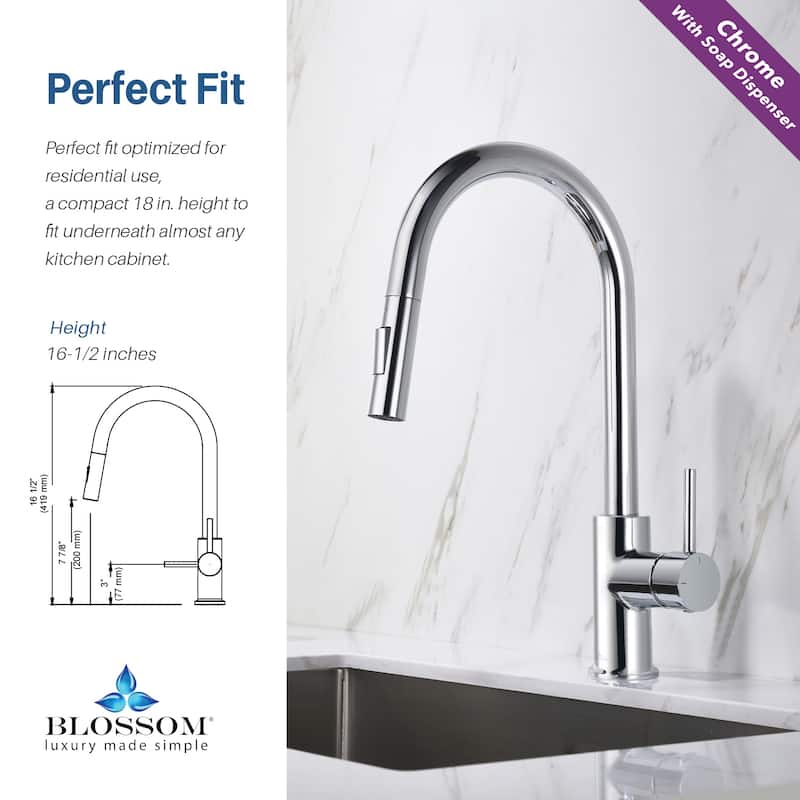 Blossom Solid Pull-Down Kitchen Faucet w/ 360 Swivel, Single Handle