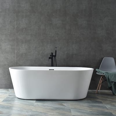 Bathroom Acrylic Oval Bathtub Soaking Tubs without Base - White