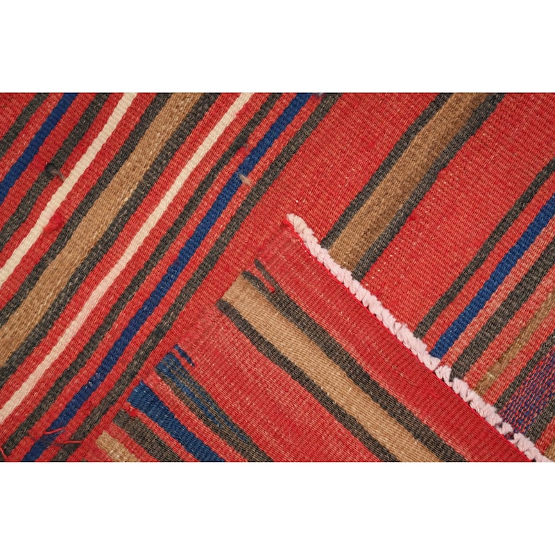 Hand Woven Oriental 100% Wool Carpet Southwestern Geometric Oranges & Rust Kilim Area Rug - 7' 9'' X 4' 9''