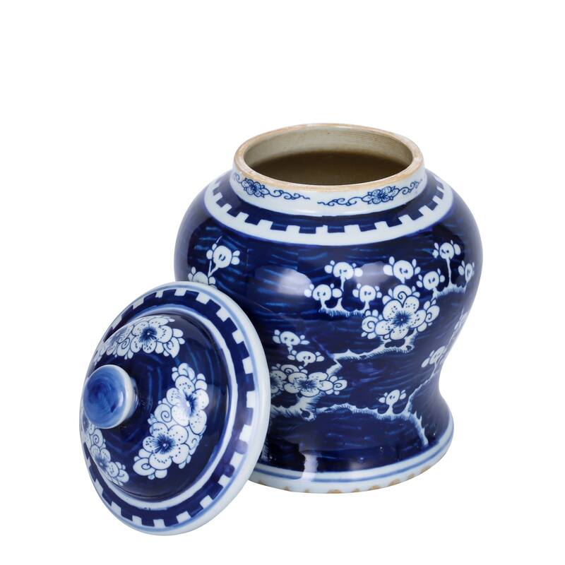 Small Porcelain Temple Jar Blue Plum Blossom