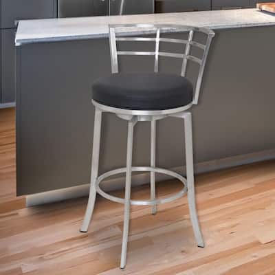 Armen Living Viper Faux Leather and Stainless Steel Swivel Counter Stool