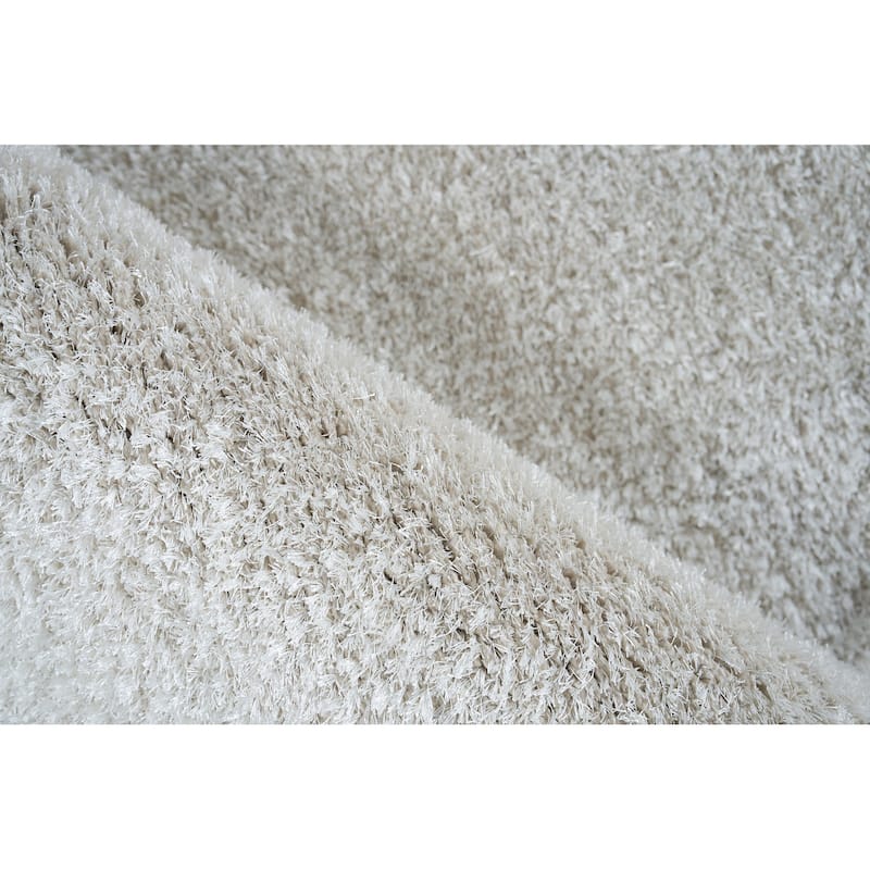 EXQUISITE RUGS Luxe Shag Power-loomed Polyester/Microfiber Light Beige Area Rug.