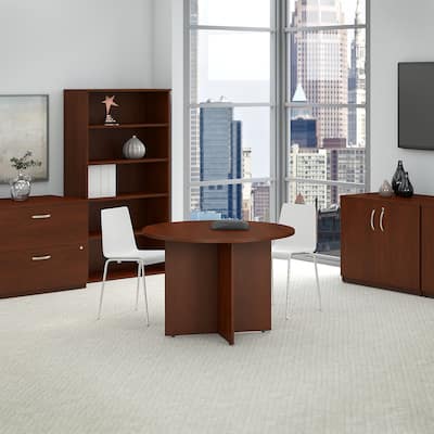 Bush Business Furniture 42W Round Conference Table with Wood Base