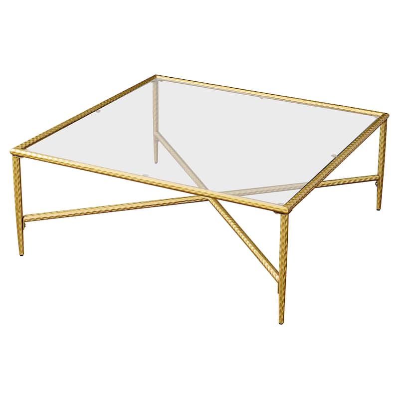 Stylish Gold-Framed Glass Coffee Table