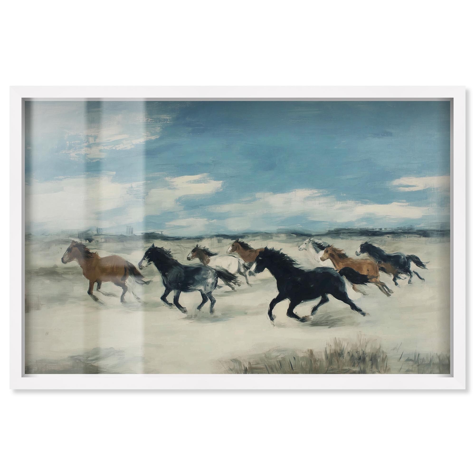 Wild Herd Coastal Wall Decor Shadowbox Print by Art Remedy
