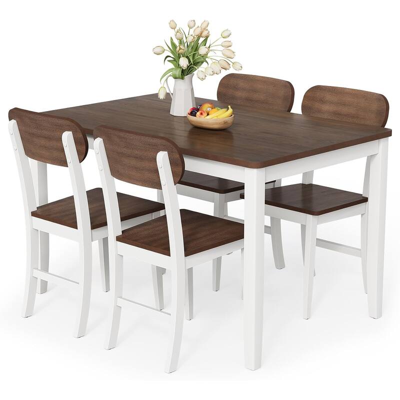 Dining Table Set for 4, 5 Pieces Kitchen Table Set with Solid Wood Legs