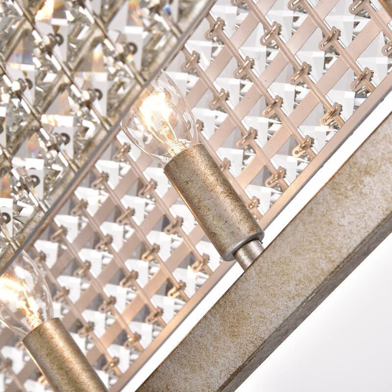 Solon Rectangular Beaded 8-Light Chandelier for Dining/Living Room, Kitchen Island