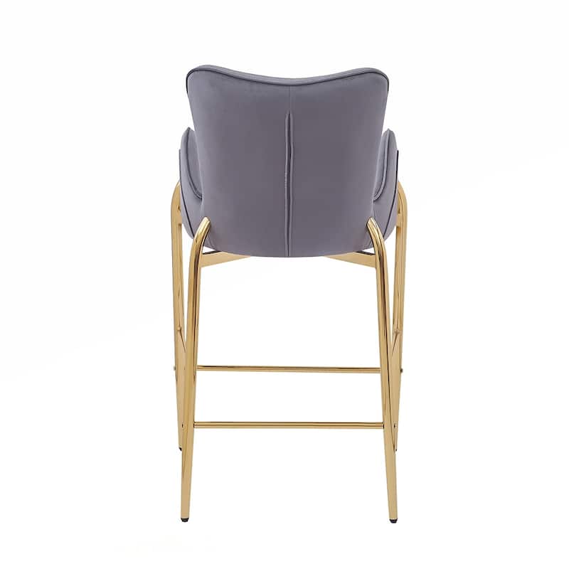 2PCS Velvet Bar Stool Arm Chairs