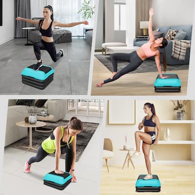 Height-Adjustable Step Aerobics Platform Fitness Equipment Stepper Trainer Exercise Step Platform with 4 Riser