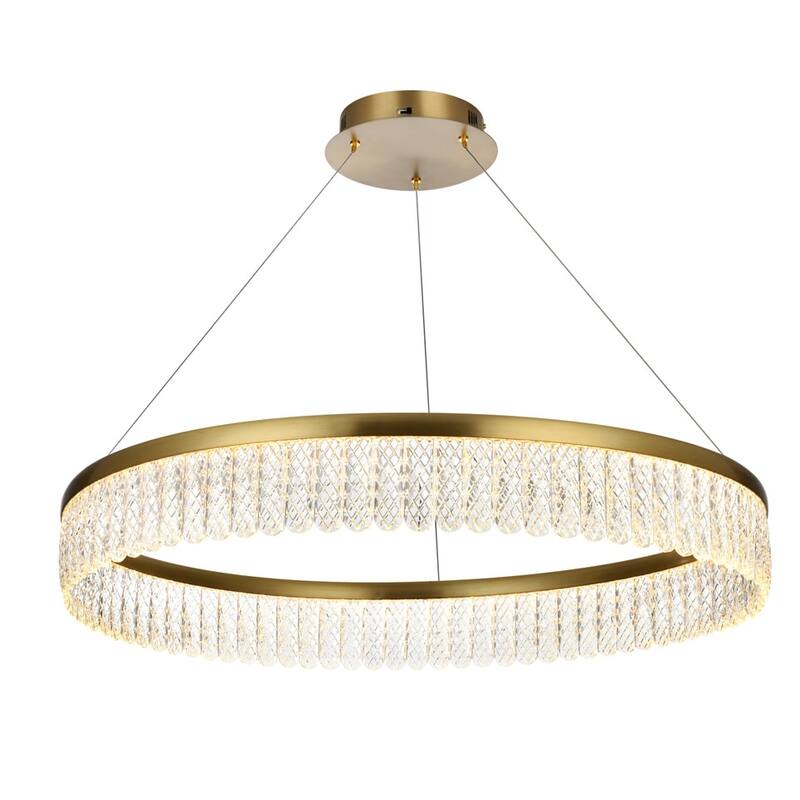 Elegant Lighting 2060D32 Rune 32" Wide LED Ring Chandelier - Satin Gold
