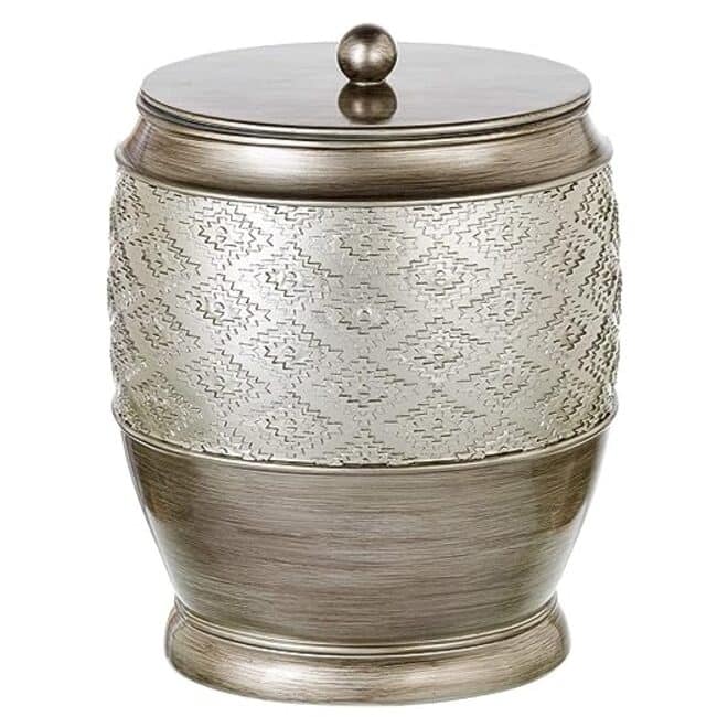 Creative Scents Dublin Brushed Silver Bathroom Trash Can with Lid