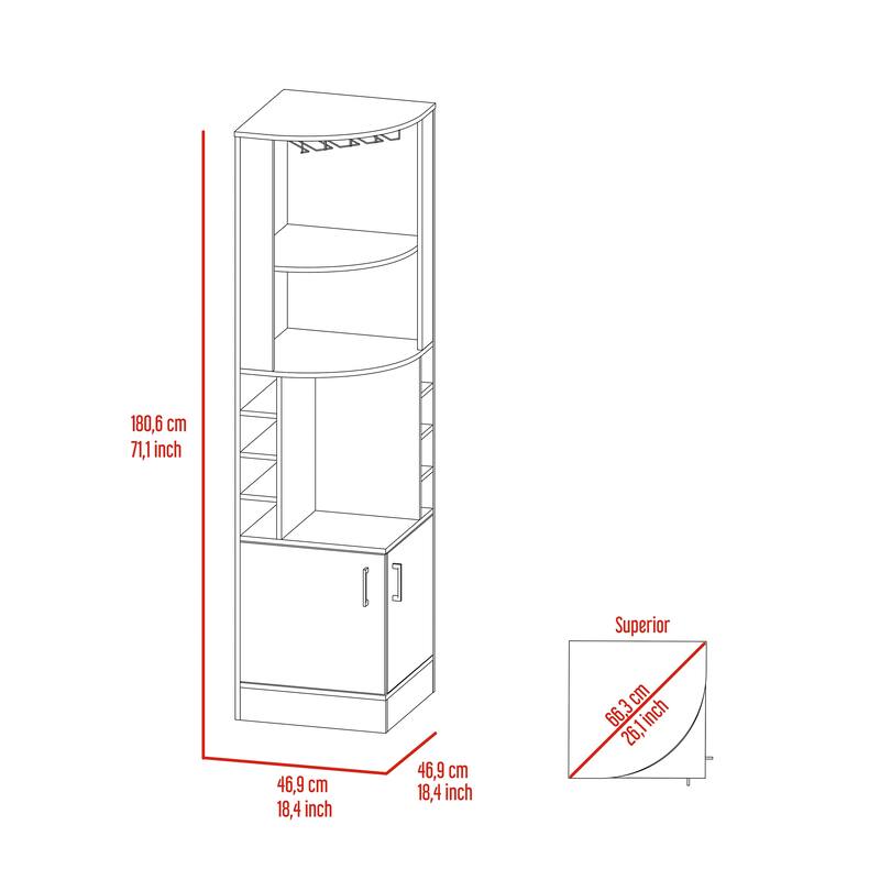 TUHOME Syrah Corner Bar Cabinet with 2-Doors and 8 Cubbies - N/A