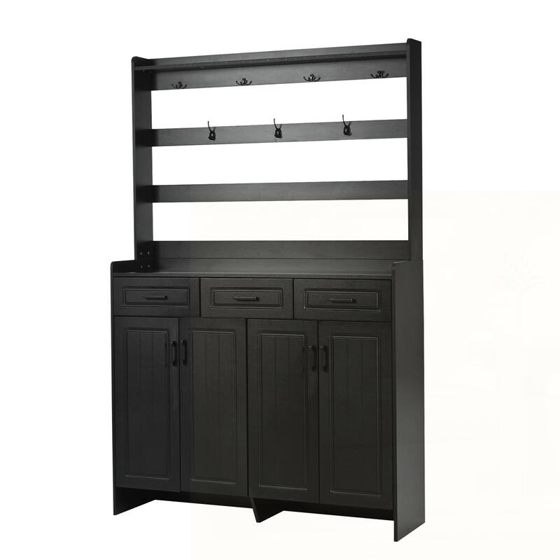 Four-Door Shoe Cabinet with Coat Rack