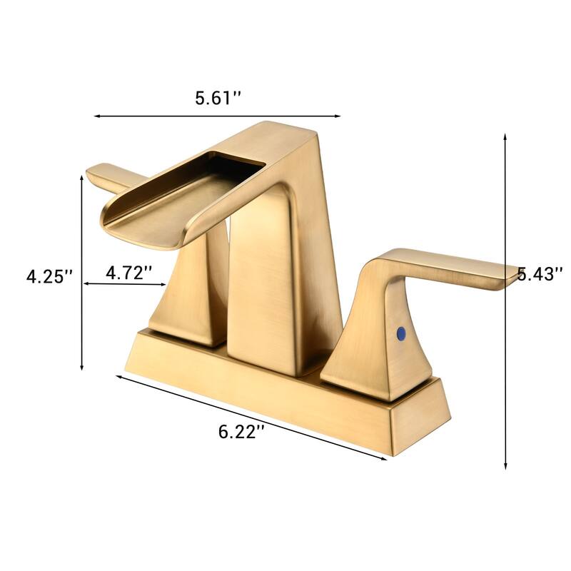 2 Handle Bathroom Sink Faucet with Waterfall Spout and Ceramic Drip Proof Cartridge, Adjust Water Volume and Temperature