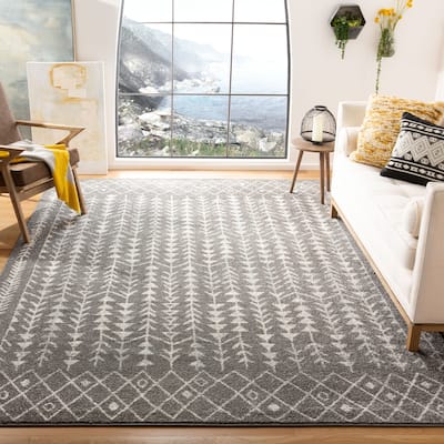 SAFAVIEH Tulum Sharie Moroccan Boho Rug - Dark Grey/Ivory - 5' Square