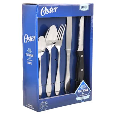 Oster Silvermist 20 Pc Stainless Steel Flatware Set with Steak Knives - 20 Pc