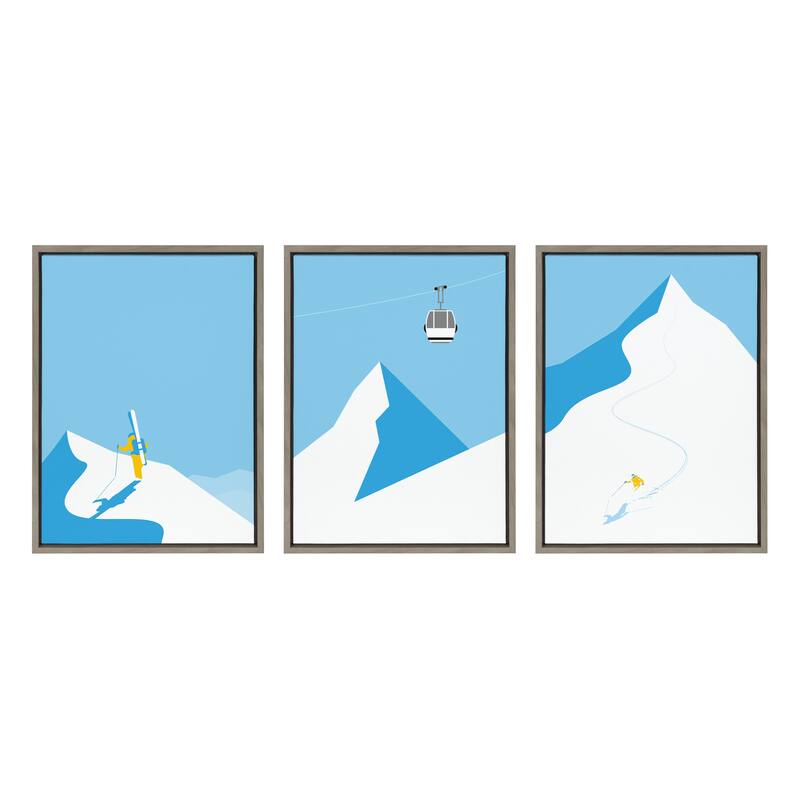 Kate and Laurel Sylvie Downhill Skier Canvas Art Set By Rocket Jack
