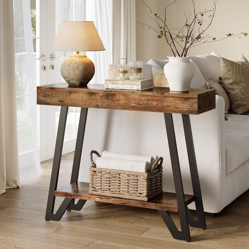2-Tier Narrow Console Table for Entryway Living Room - 40.5" W x 11.81" D x 31.5" H