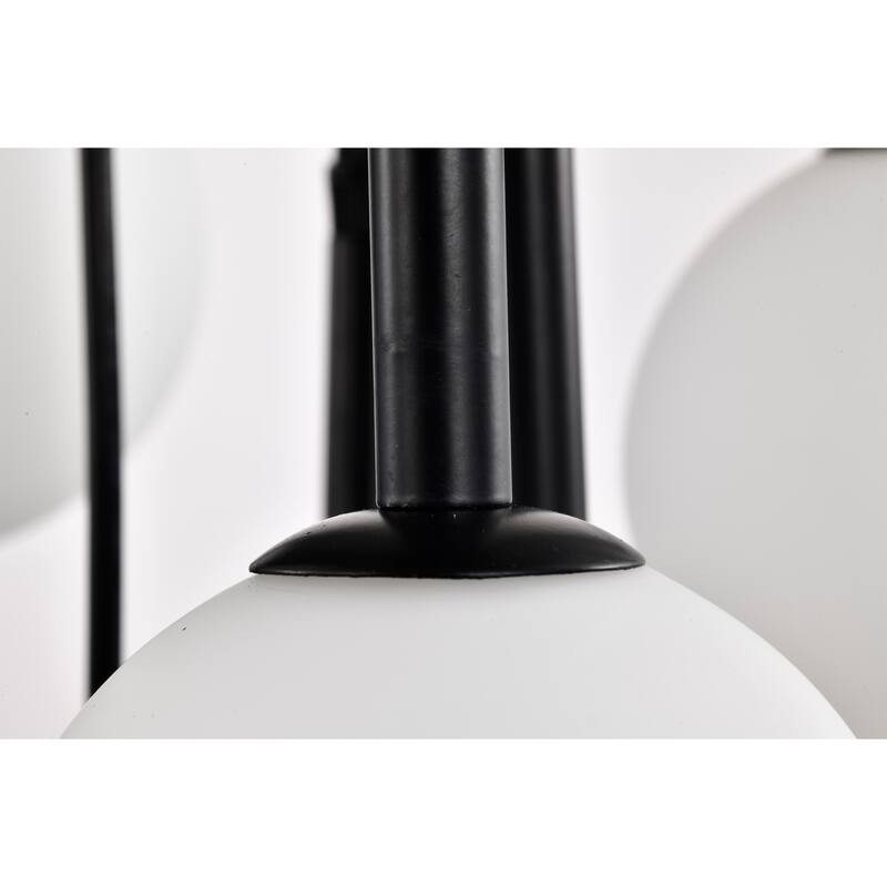 Cisevol 9-Light Chandelier with Frosted Glass Globe Pendant Cluster Black Finish