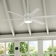 preview thumbnail 1 of 15, Hunter 60" Solaria Outdoor Ceiling Fan w/ LED Light, Wall Control, Damp-Rated - Windmill, Industrial, Contemporary - ENERGY STAR Fresh White