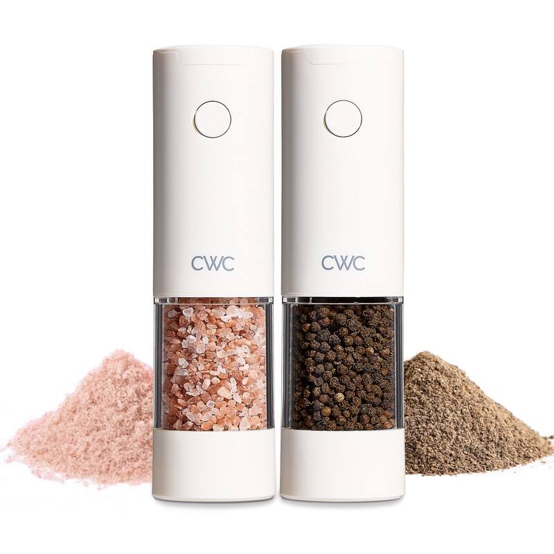 COOK WITH COLOR Electric Pepper & Salt Shaker Set, 2 Grinders for Pepper and Salt, 6.3 x 3 x 7.7 Inches, Cream - cream