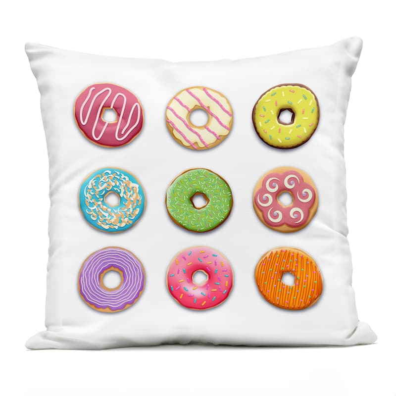 Stupell Colorful Mixed Donuts Printed Outdoor Throw Pillow Design by Marcus Prime - Accent - Polyester - Multi-Color - Single