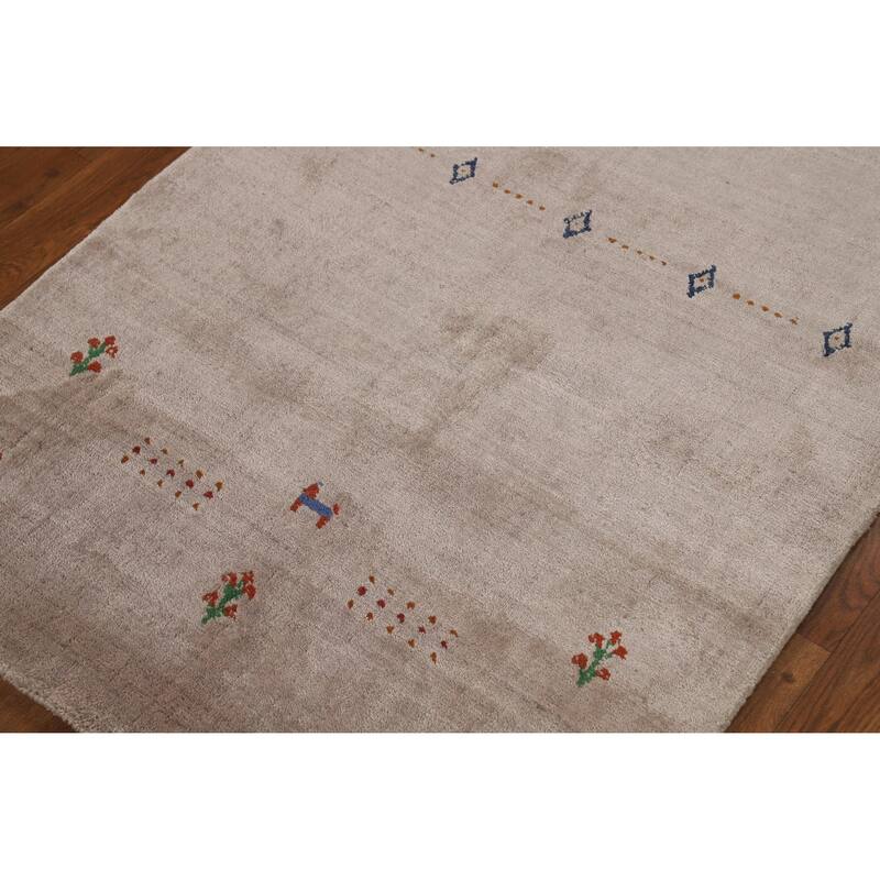 Modern Gabbeh Indian Foyer Rug Handmade Silk Carpet - 2'10"x 4'11"