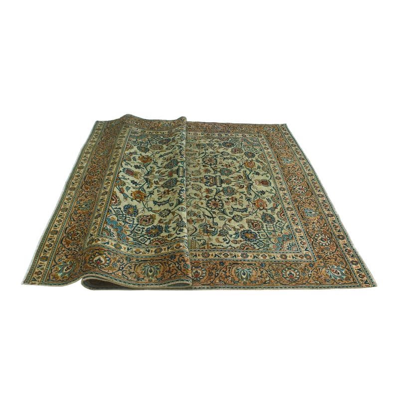 Semi Antique Tabriz Micaela Lt. Green/Navy Rug - 6'0" x 9'8"