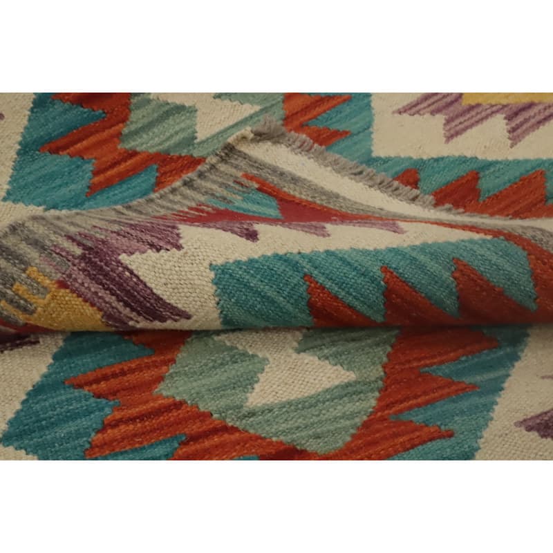 Hand Woven Oriental 100% Wool Carpet Southwestern Tribal Multi-Colored Kilim Runner Rug - 6' 6'' X 2' 0''