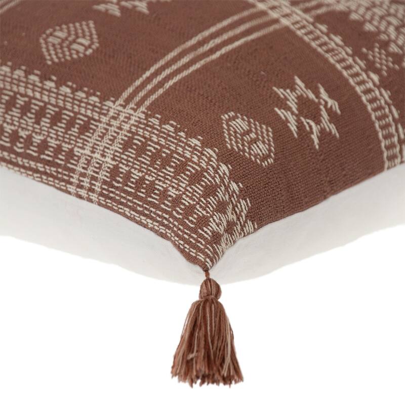 Tribal Striped Square Throw Pillow - 18" - Brown and Beige
