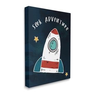 Stupell Seek Adventure Inspirational Quote Space Ship Stars Canvas Wall Art - Blue | Overstock.com Shopping - The Best Deals on Gallery Wrapped Canvas | 37730827