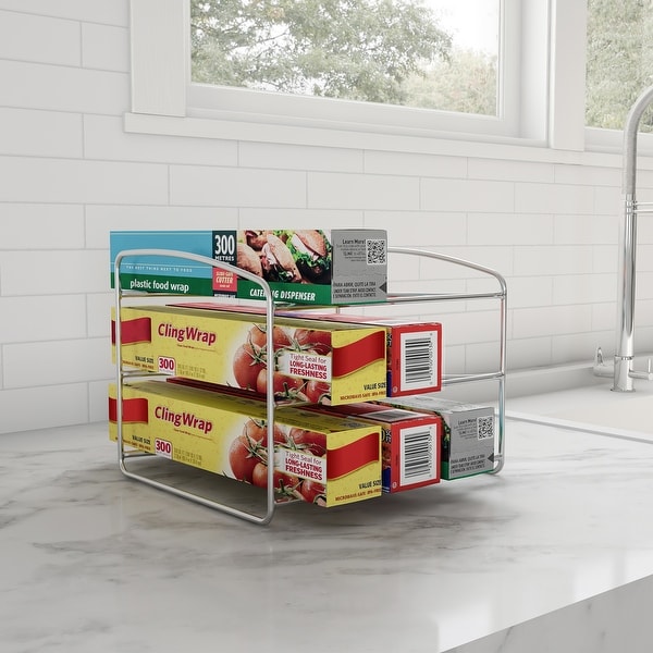 Kitchen Wrap Storage Rack-3 Tier Pantry Organizer for Foil, Plastic Bags, Cabinet Organization by Lavish Home