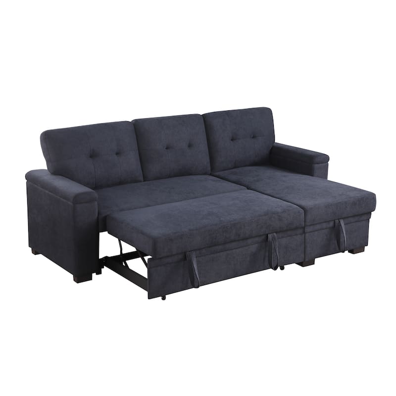 84.5"W Dark Gray Reversible Sleeper Sofa with Storage Chaise